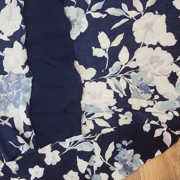 J. JILL Navy Floral  Rayon Sleeveless Hi Low Peplum Hem Maxi Dress - Picture 6 of 12